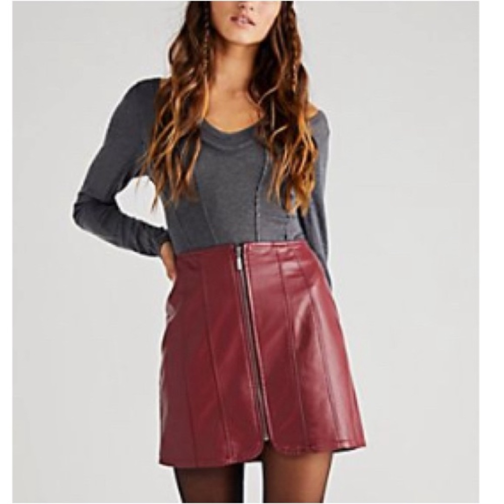 Free People Layla Vegan Mini Skirt - Garnet